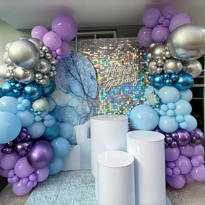 Snowflake Balloons, Pastel Blue Metallic Purple Silver Balloon - Image 5