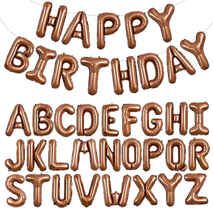 TONIFUL 65 Pcs 16 Inch Brown Happy Birthday Balloons and 2 Sets A-Z Foil by TONIFUL