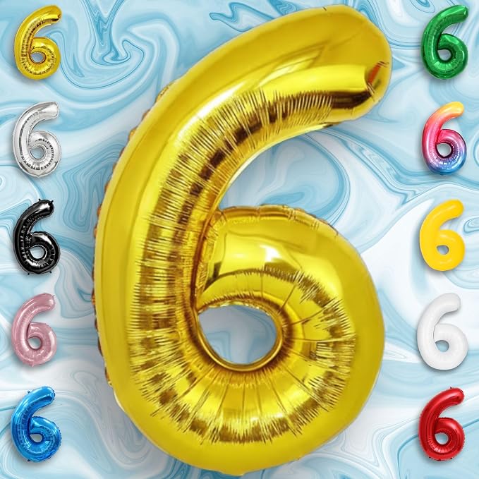 Gold Number Balloon 6 Mylar Foil Balloons 32 inch - Image 3