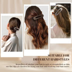 8 Pcs Large Lay Flat Claw Clips for Women French Side Slide Barrettes for Thin Fine Hair Rectangle Alligator Hair Accessories, Matte Multiple Brown