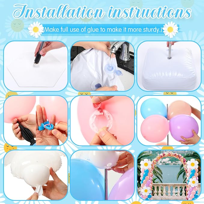 Kasyat 2 Sets Blue Dog Balloon Column Stand Kit Pastel Pink Purple Blush Dasiy - Image 4