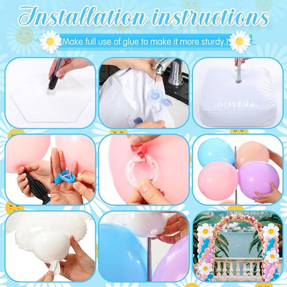 Kasyat 2 Sets Blue Dog Balloon Column Stand Kit Pastel Pink Purple Blush Dasiy - Image 4