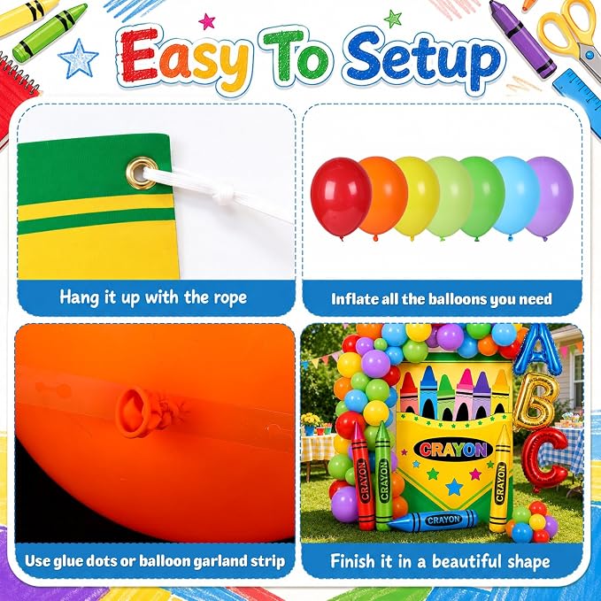 112PCS Crayon Balloon Garland Arch Kit Crayon Box Backdrop - Image 4