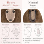 Hairro Human Hair Toppers Free Parted, 3.5x4.7" Base Hand-wovened 100% Real Hairpieces, with Invisible Clips-in for Women, for High Hairline/Adding Volume on Top, 16 Inch Mocha Brown