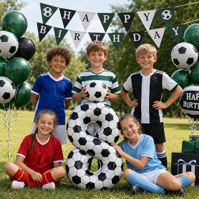 Soccer 8 Balloon Number, 40 Inch Soccer Number 8 Foil Balloon - Image 3