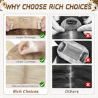 Rich Choices Hair Toppers for Women Real Human Hairs With Bang 100% Remy Human Topper for Thinning Hair Clip in Silk Base Topper 6 Inch #60 Platinum Blonde
