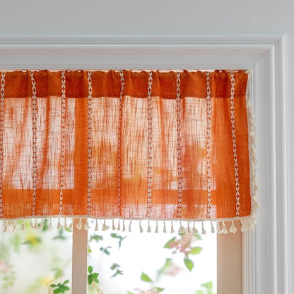 Sutuo Home Boho Kitchen Curtains Valance - Image 3