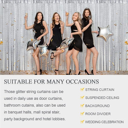 WILLBOND 4 Pcs String Curtains Glitter Fringe Curtains - Image 4