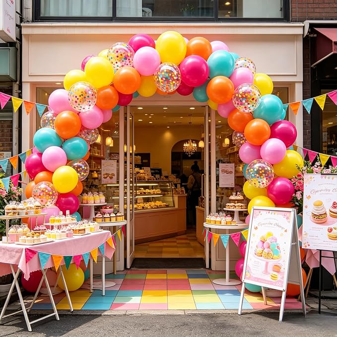Zesliwy Summer Rainbow Tropical Balloons, Party Decor | Orange Pink Yellow Teal - Image 7