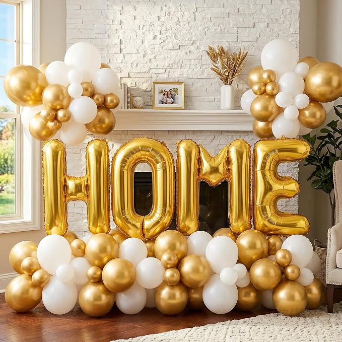 40 Inch Gold HOME Balloons, Large Gold Letter Foil Balloon - Image 4