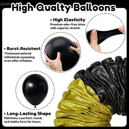 Black and Gold Balloons, Metallic Gold Balloon - Image 3