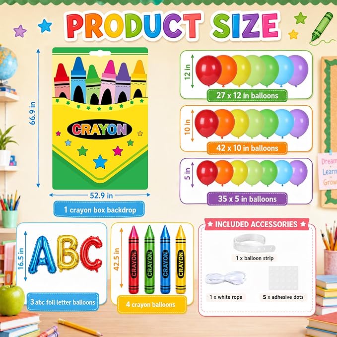 112PCS Crayon Balloon Garland Arch Kit Crayon Box Backdrop - Image 2