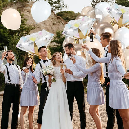 Beige White Gold Balloons, 12 Inch Nude Metallic Champagne Gold Cream White - Image 4