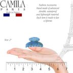 Camila Paris CP3063 French Hair Clip for Women, Handmade, Blue, Small, Girls Hair Claw Clips Jaw, Durable Styling Hair Accessories for Women, Strong Hold No Slip Grip, Made in France