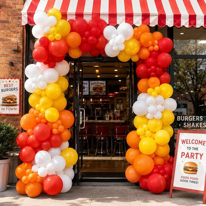 BBQ Balloon Garland Arch Kit Hot Dog Red Yellow Orange Latex Balloons - Image 3