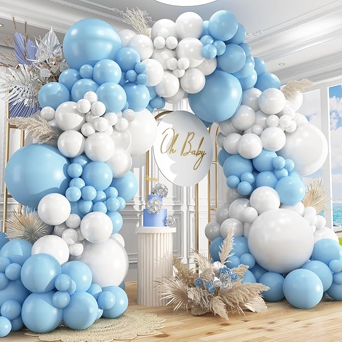 412Pcs Blue and White Balloon Arch Kit, 18 12 10 5 Inch Different Size Light by PAXILE