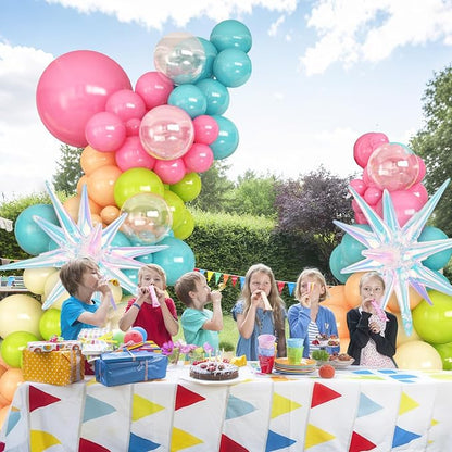 HILAVO Summer Tropical Balloon Arch Garland Kit Iridescent Star Balloons and - Image 5