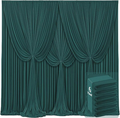 6 Panels Hunter Green Backdrop Curtains by Tao-GePartyDecorations