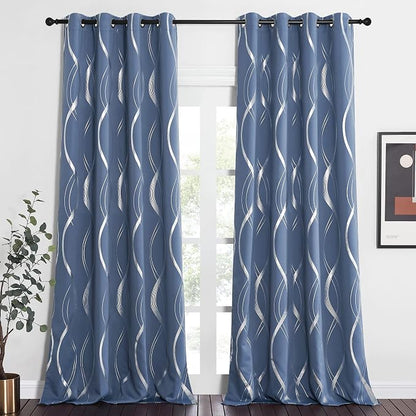 NICETOWN Stone Blue Blackout Curtains 90" Length 2 Panels Set - Image 2