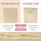GOO GOO Clip in Hair Extensions Real Human Hair, Remy Human Hair Extensions Clip ins for Women, Natural Human Hair, 16inch 130g 7Pcs, 60A Platinum Blonde