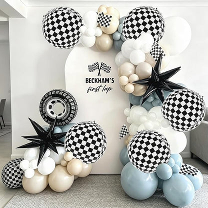 6 Pcs 4D Checkered Balloons, 22 Inch Black White Checkerboard Foil Balloons | - Image 7