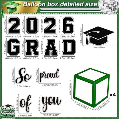 Congratulations Graduation Decor Class of 2026 Green and Black Balloons Arch kit - Image 4