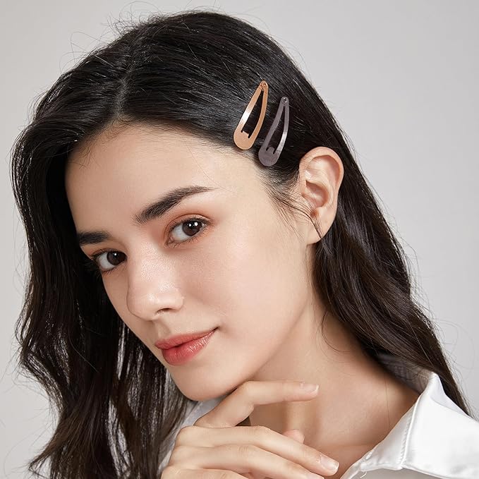 Dofash 12PCS Snap Hair Clips For Women-Non Slip & Metal Hair Barrettes, 5cm 2'' Small Clips For Thin & Fine Hair,Light Brown+Dark Brown