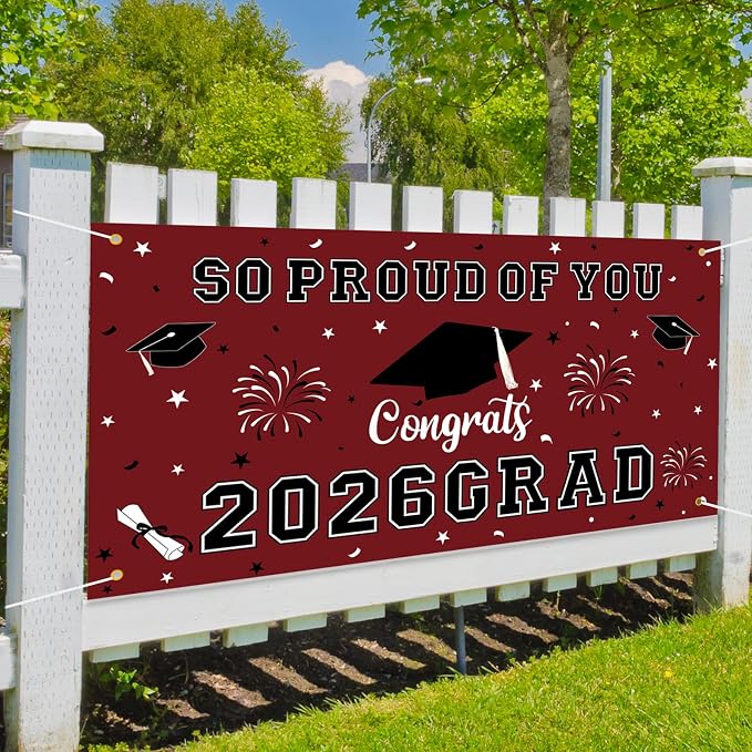 Graduation Decorations 2026 Maroon Graduation Banner 66.1" x 33.8" Graduation - Image 5
