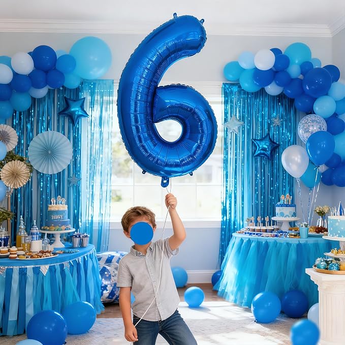 40 Inch Navy Blue 6 Balloon for 6th Birthday Party, Helium Giant Foil Number 6 - Image 2