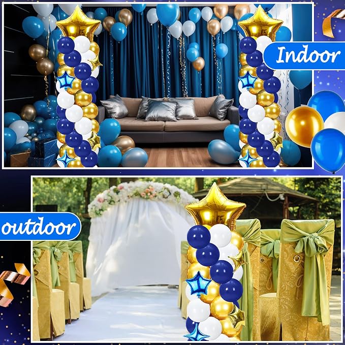 Gejoy 110 Pcs Blue Gold Balloons Column Stand Kit Adjustable Tower Stand from - Image 7