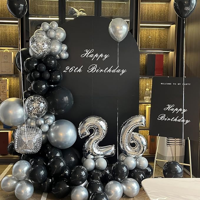 100pcs Black and Silver Balloons 12 Inch Metallic Silver and Black latex Party - Image 7