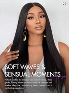 LUVME HAIR 22'' Straight Lace Front Wigs Human Hair 13x4 Pre Cut Lace Glueless Human Hair Wig Pre Plucked Long Straight Black Wig For Women 180 Density