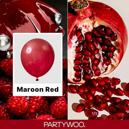 PartyWoo Burgundy Balloons 100pcs Dark Red Maroon Ruby Red Color | 18 12 10 5 - Image 2