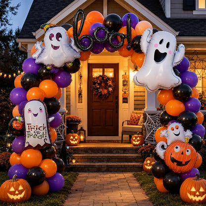 HILAVO 5PCS Halloween Foil Balloons Set, Ghost Pumpkin Boo Balloons Cute Happy - Image 8