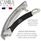 Camila Paris CP3453 French Hair Barrette Clip for Girls Gray, Rubberized Metal Clasp Strong Hold Grip Hair Clips for Women, No Slip Durable and Styling Girls Hair Accessories, Made in France
