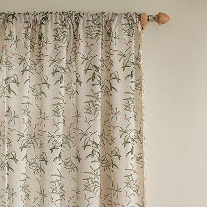 ENJOYBRIDAL Floral Curtains 63 Inch Length Semi Sheer Boho Drapes - Image 2