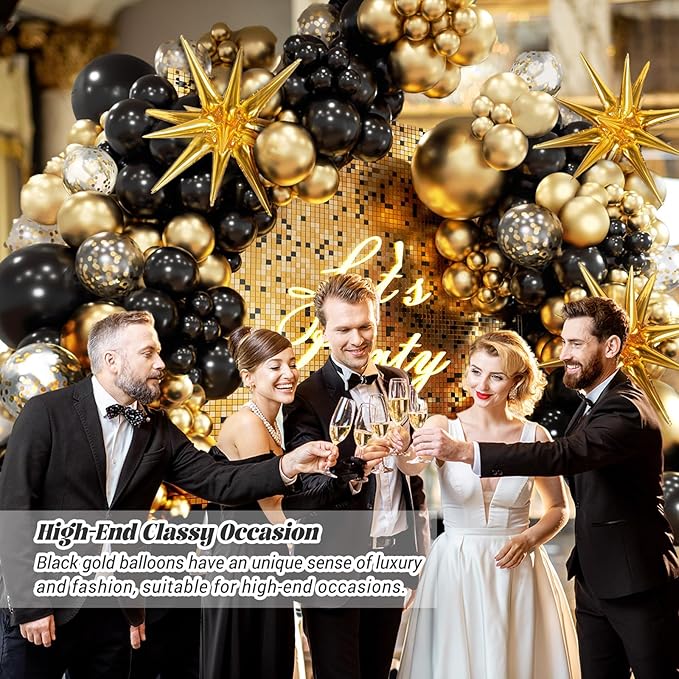 FOTIOMRG Black and Gold Balloons Garland Arch Kit, 5 10 12 18inch Black Gold - Image 5
