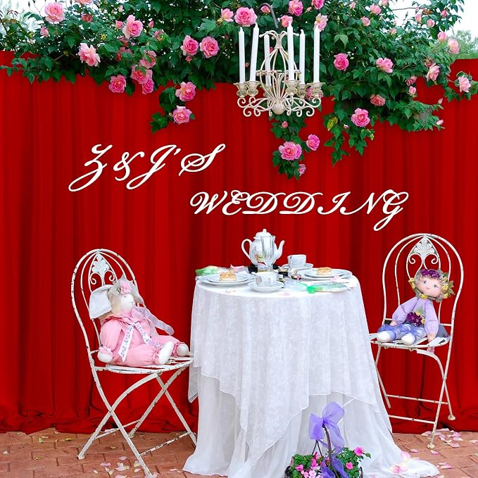 Red Backdrop Curtains for Party Valentine's Day Arch Stage Wedding Ceremony Red - Image 8