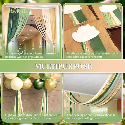 AOBKIAT Wedding Streamers Party Decorations, 5 Rolls Olive Green Crepe Paper | - Image 8