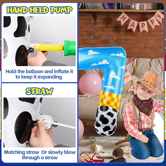 40 Inch Number 7 Balloon Blue Clouds Cartoon Story Balloons Toy Inspired Story - Image 3