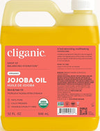 Cliganic Organic Jojoba Oil Bulk 32oz, 100% Pure, Natural Cold Pressed Unrefined Hexane Free Oil for Hair & Face