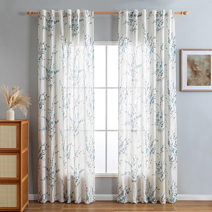 MYSKY HOME Linen Sheer Curtains 84 inches Long - Image 2