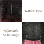 FAELBATY Ombre Red Wig With Bangs Short Wave Bob Synthetic Cosplay Wig for Women Halloween - 12" Ombre Rose Red Color