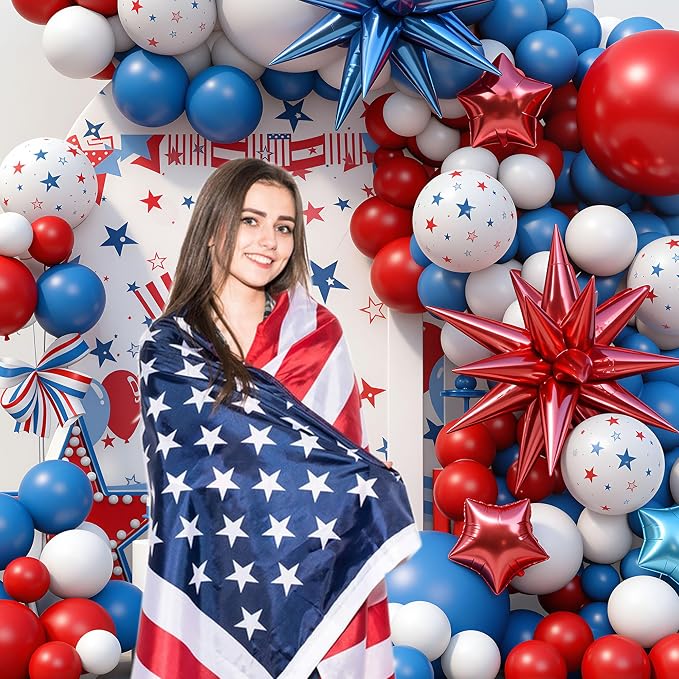 164pcs Red White and Blue Balloon Arch Garland Kit 4th of July | Patriotic - Image 7