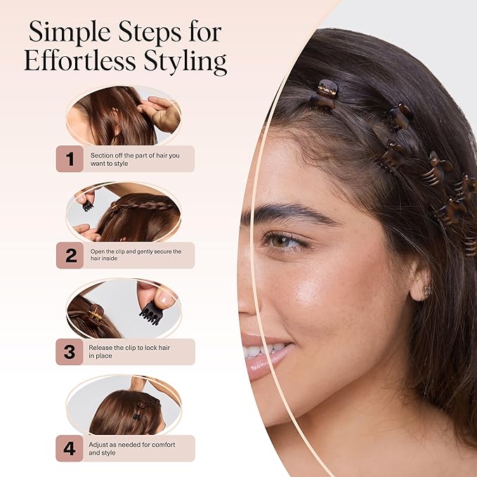 Kitsch Mini Claw Clips for Women - Stylish Small Hair Clips for Kids | Stays In Place Without Pulling or Snagging | Durable & Sturdy Plastic | Ideal Gifts for Women - Tortoise & Black, 16 Pcs