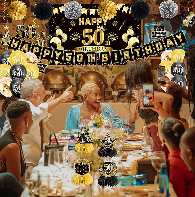 Pre-Strung 50th Birthday Decorations - Image 4