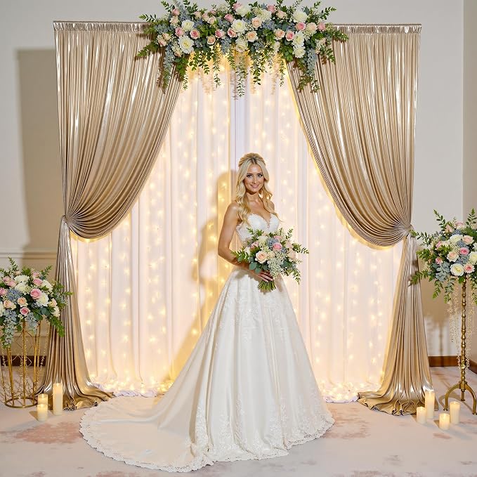 40ftx10ft Shimmer Champagne Sequin Backdrop Curtain - Image 6