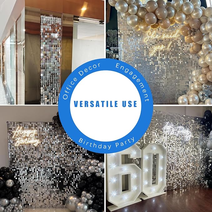 Ozikutech 24 Pcs Silver Shimmer Wall Backdrop Panels - Image 7
