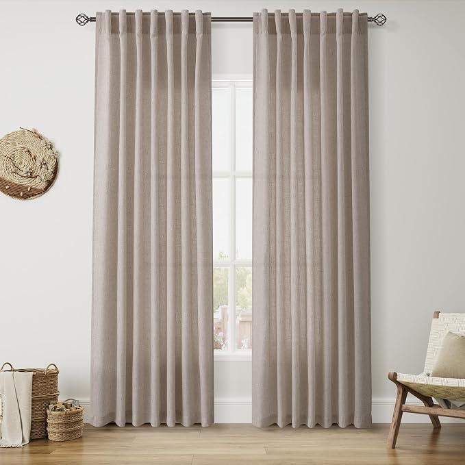 Ecru Linen Curtains 84 Inches Long by Nanspring
