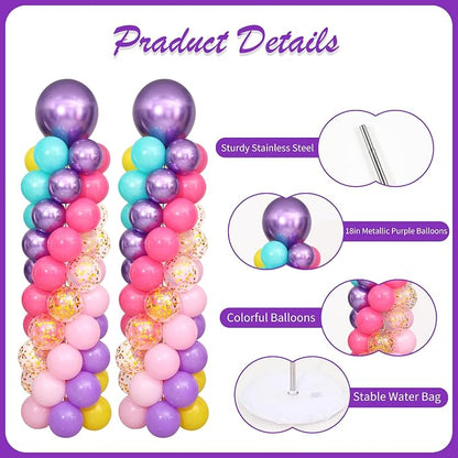 Pink Purple Blue Balloon Column Stand Kit Set of 2 - Image 4